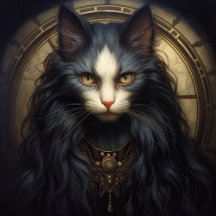 Carte Postale Norwegian Forest black Cat