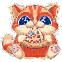 Cat Eating Pizza
