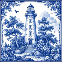Blue White Beacon Nautical Coastal Lighthouse 