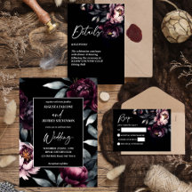 Dark moody burgundy peonies and black