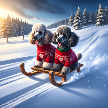 Poodles Snow Sled Ride