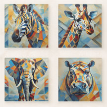 Cubism Animal Coasters