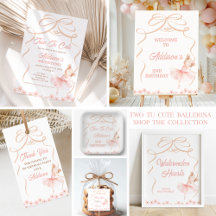 Whimsical Pink Ballerina Two Tu Cute 2nd Birthday 