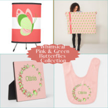 Whimsical Pink & Green Butterflies Collection