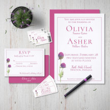 Watercolor Wildflower Pink Floral Wedding