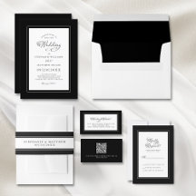 Elegant Wedding Black Border Invitation Suite