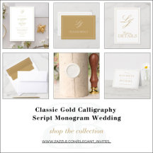 Classic Gold Calligraphy Script Monogram Wedding