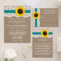 The Rustic Sunflower Wedding Collection - Teal