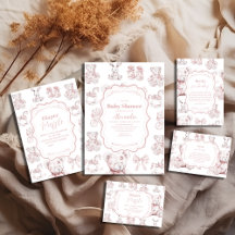 Pink Toys Toile De Jouy Baby Shower