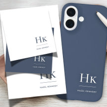 Monogram Navy Blue White Classic Elegant Gifts