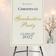 Elegant  Navy Blue & Gold Graduation