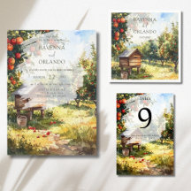 Watercolor Autumn Apple Orchard