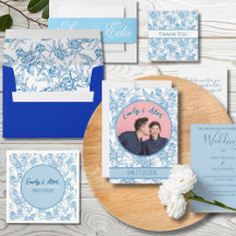 Toile Chinoiserie French Blue Elegant Wedding