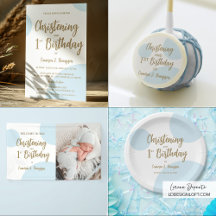 Christening and First Birthday Blue White 