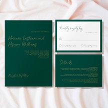 Emerald Green Gold Minimalist Elegant Wedding