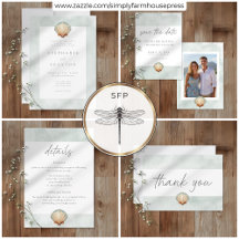 Seashell Watercolor Minimalist Beach Wedding
