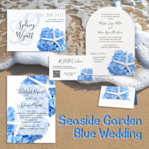 Seaside Garden, Blue Hydrangea Coastal Wedding