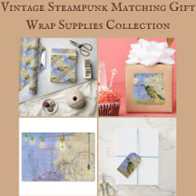 Vintage Steampunk Matching Gift Wrap Supplies