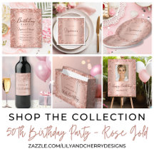 50th Birthday Rose Gold Foil and Glitter