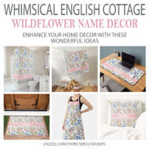 Whimsical English Cottage Wildflowers Name Decor