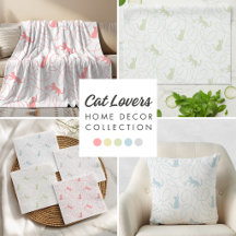 Pastel Cat Pattern Home Decor