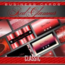 Business Cards Red Luxe Glam Sparkling Glitter