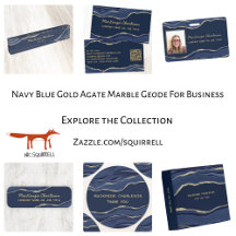 Navy Blue Agate Marble Gold Business