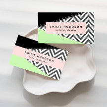 Mint and Gray Zigzag Business Cards Collection