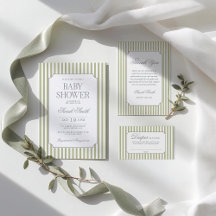 Sage Green Stripes Baby Shower Collection