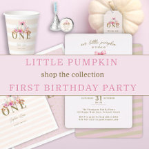 Our Little Pumpkin Pink Bow Rose Girl 1st Birthday