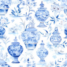 Chinoiserie Blue Vase