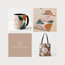Monogram modern rust green abstract stylish