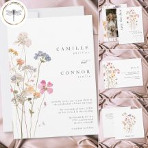 Boho Minimal Pressed Wildflower Botanical Wedding
