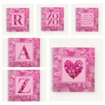 Monogrammed Pink Hydrangea Journals and Notebooks