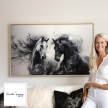 Gallop Collection | Black and White Horse Wall Art