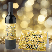 Happy New Year 2024 Gold Glitter Sparkle