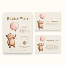 bear pink ballon baby shower 