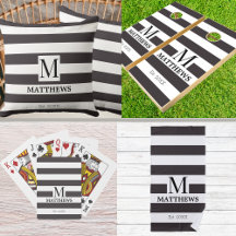 CHIC NAUTICAL NAVY BLUE STRIPES BEACH HOUSE DECOR