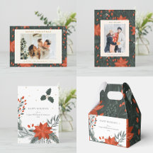 Red and Green Poinsettia Christmas Holiday