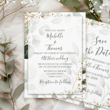 Sage Gold Eucalyptus Watercolor Greenery Wedding