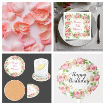 painted pink&burgundy  vintage roses party