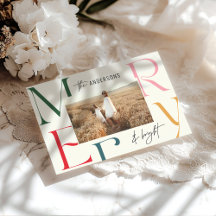 Elegant modern merry Christmas photo typography An