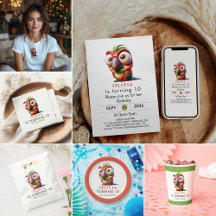 Magical Parrot Caricatures 1st Birthday Collection