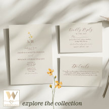 Neutral Cream Floral Wedding Invitation Set