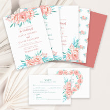 Peach and Turquoise Floral Wedding Collection