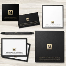 Black and Gold Monogram Emblem Business Essentials