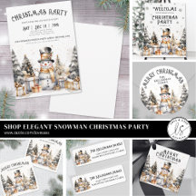 Black White Elegant Snowman Christmas Party