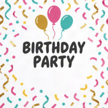 Birthday Invitation  Modern Confetti & Balloons