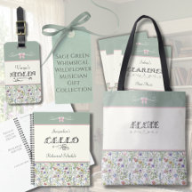 Sage Green Whimsical Wildflower Musician Gifts