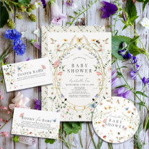 Wildflower Butterfly Bee Watercolor Baby Shower